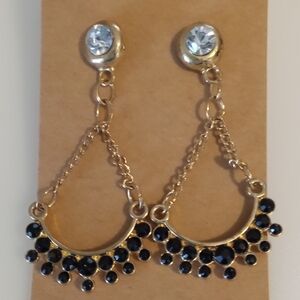Elegant Gold and Black Chandelier Earrings
